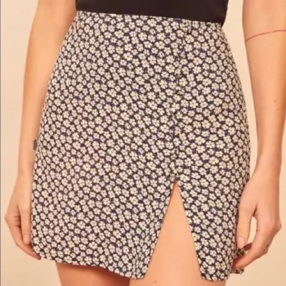 Reformation Fran Skirt in Quinto with slit and buttons